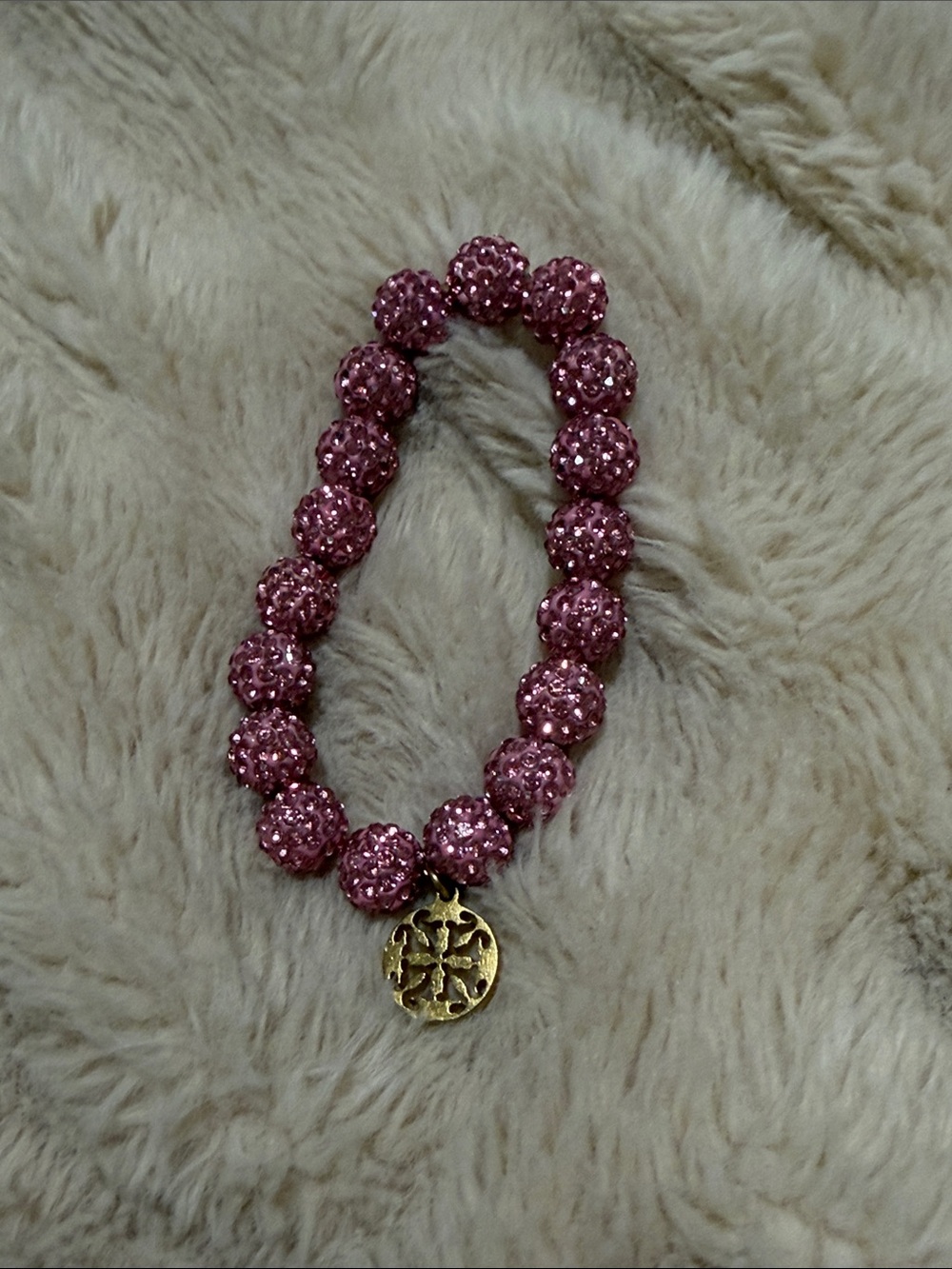 Kendra Scott Pink Beaded Bracelet with Gold Logo Charm